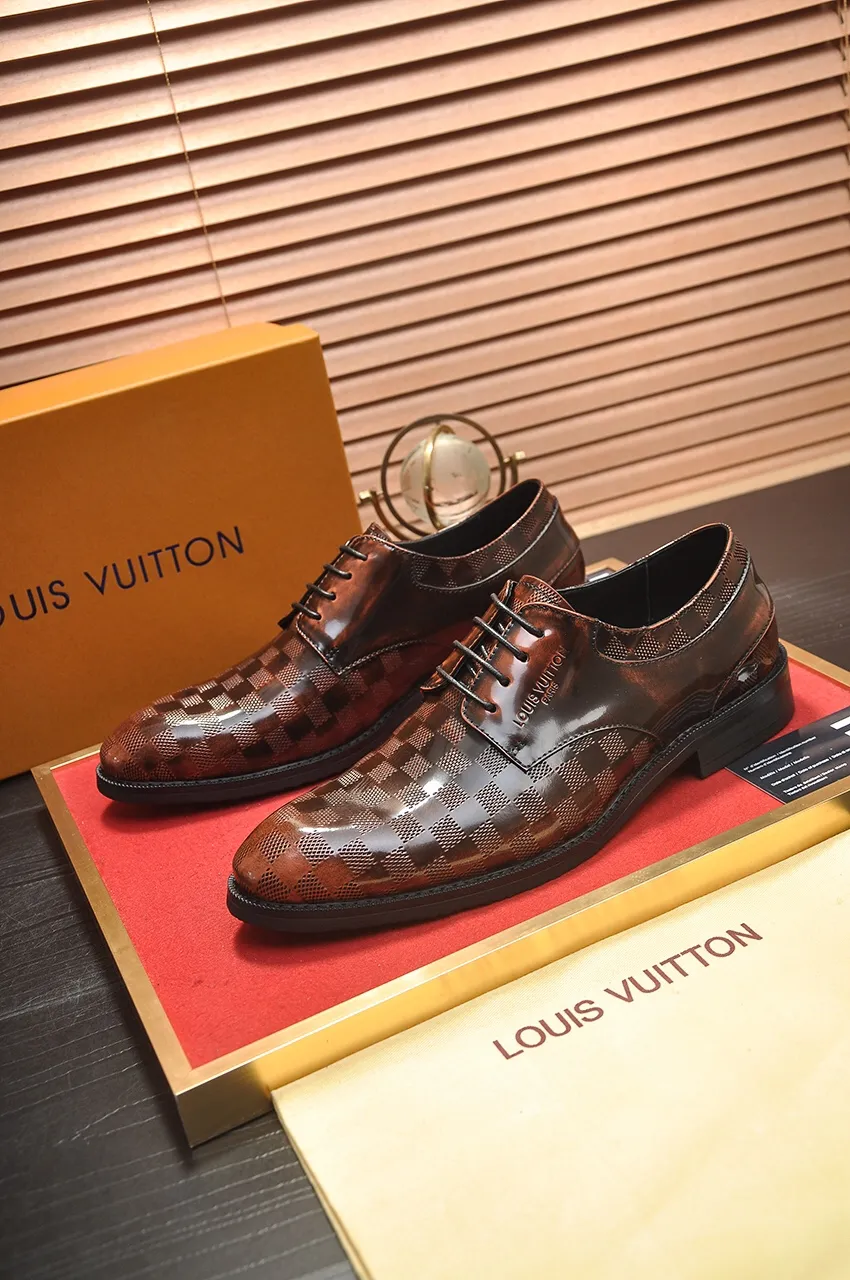 Men's shoes💰460💶【LOUIS VUITTON】(sheepskin lining) new cowhide LV formal shoes🎩🎩❗️🆘made one to one at the counter🎩original quality, imported cowhide upper➕full sheepskin lining➕original rubber outsole, {high quality visible}👣Size: 38-45 (45 custom-made)